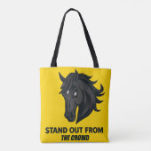 Tote Bag Cheval Noir Avec Texte Sortez De La Foule (Dos)
