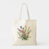 Tote Bag Cheval Noir Fleurs sauvages w Nom Personnalisation (Dos)