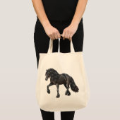 Tote Bag Cheval noir Friésien (Devant (produit))