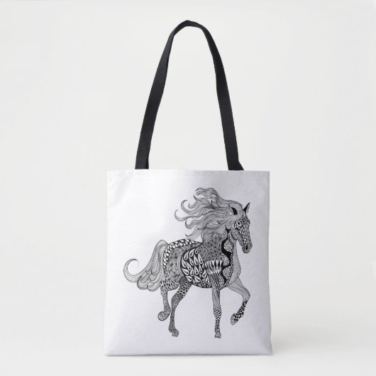 Tote Bag Cheval noir inspiré 2 (Devant)