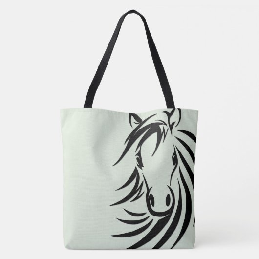 Tote Bag Cheval noir vert tête (Dos)