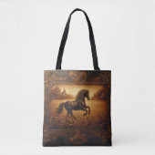 Tote Bag Cheval Orné Au Coucher Du Soleil (Devant)