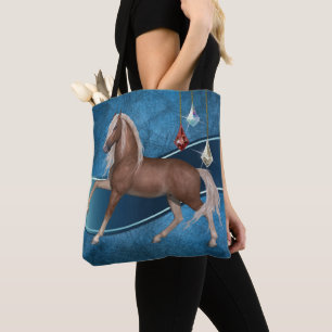 Tote Bag Cheval Palomino sur la cage de Fourre-tout bleue