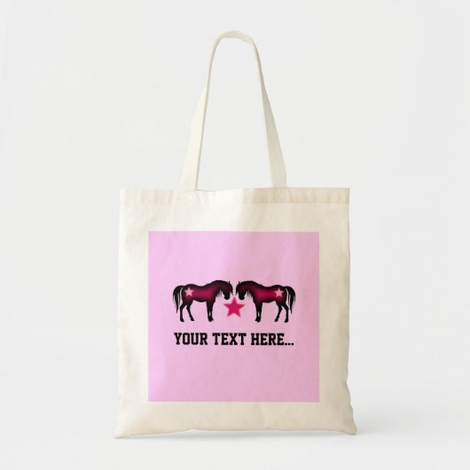 Tote Bag Cheval personnalisé Girly rose (Devant)