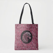 Tote Bag Cheval rose cowgirl floral à outils cuir (Devant)