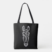 Tote Bag Cheval tribal noir et blanc (Dos)
