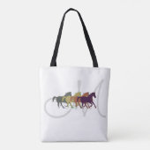 Tote Bag chevaux avec nom et initiale en blanc (Dos)