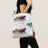 Tote Bag chevaux avec nom et initiale en blanc (De près)