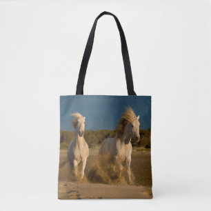 Tote Bag Chevaux blancs fonctionnant sur la plage  