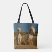 Tote Bag Chevaux blancs fonctionnant sur la plage | (Dos)
