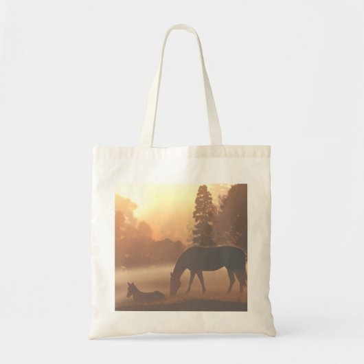 Tote Bag Chevaux dans le brouillard matinal (Devant)