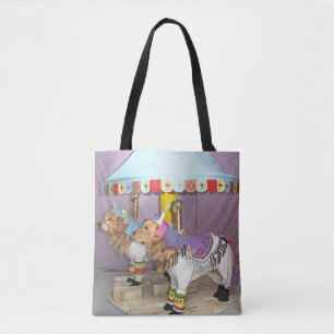 Tote Bag Chevaux de carrousel de golden retriever