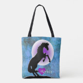 Tote Bag Chevaux de coeur V (bleu/vert) (Dos)