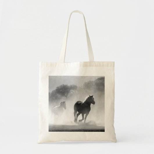 Tote Bag Chevaux de course noir et blanc Photo Artwork (Devant)