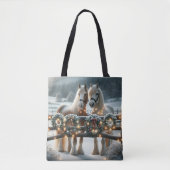 Tote Bag Chevaux de fête et lumières de Noël (Devant)
