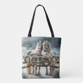 Tote Bag Chevaux de fête et lumières de Noël (Dos)