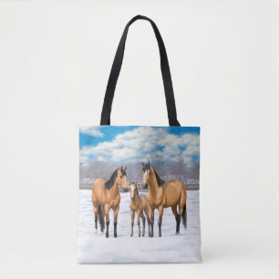 Tote Bag Chevaux En Peau De Bouche En Neige