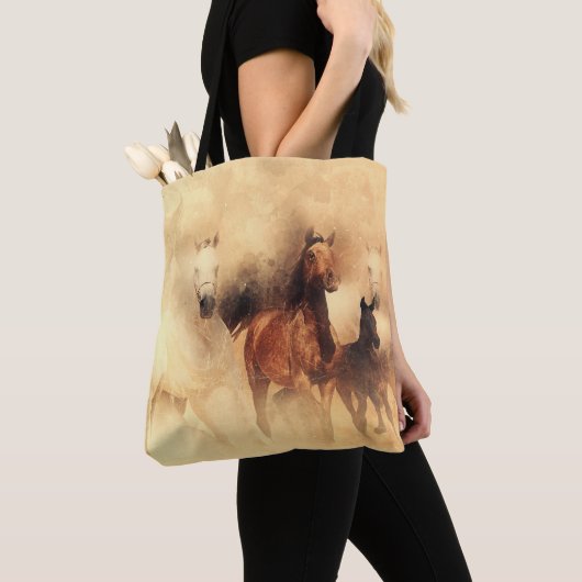 Tote Bag Chevaux peints courant (De près)
