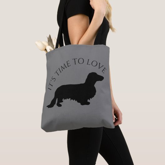 Tote Bag Cheveux longs Dachshund - Silhouette 1 (De près)