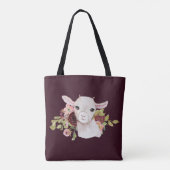 Tote Bag Chèvre de bébé florale de Bourgogne (Dos)