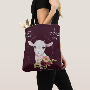Tote Bag Chèvre de bébé florale de Bourgogne