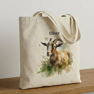 Tote Bag Chèvre de Ferme à l'Aquarelle, sur mesure