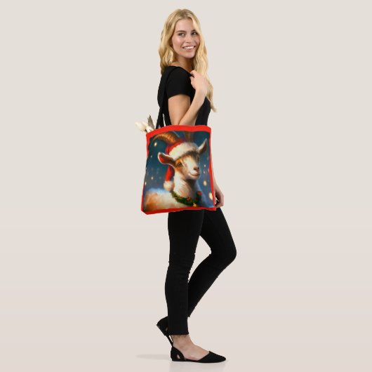 Tote Bag Chèvre de Noël 2 (Sur le modèle)