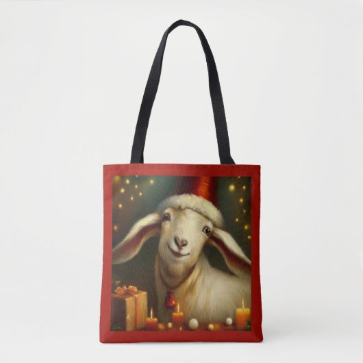 Tote Bag Chèvre de Noël 3 (Devant)
