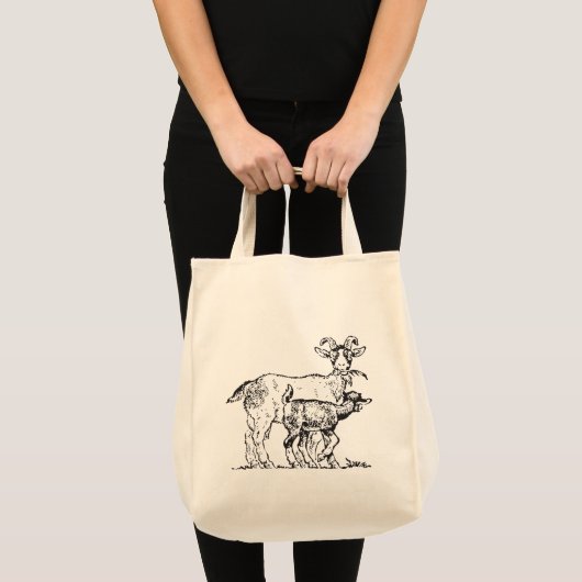 Tote Bag Chèvre et enfant (Devant (produit))