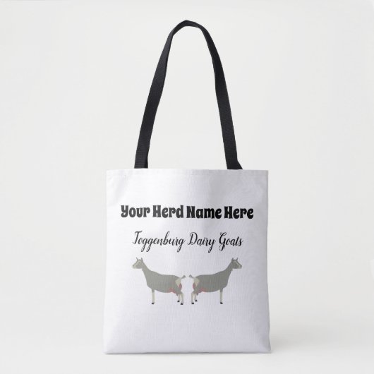 Tote Bag Chèvre laitière du Toggenburg personnalisée (Devant)