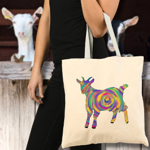 Tote Bag Chèvre mignonne Art d'animaux de ferme colorés