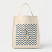Tote Bag Chevron bleu rocher avec Giraffe d'art pop (Devant)