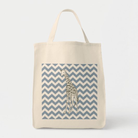 Tote Bag Chevron bleu rocher avec Giraffe d'art pop (Devant)