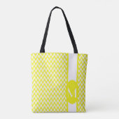 Tote Bag Chevron élégant et jaune citron avec monogramme (Dos)