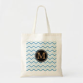 Tote Bag Chevron Motif Monogram Sea Blue Grey (Devant)
