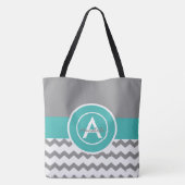 Tote Bag Chevron Turquoise gris (Dos)