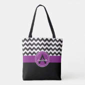 Tote Bag Chevron violet noir (Dos)