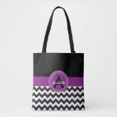 Tote Bag Chevron violet noir (Devant)