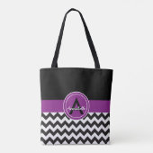 Tote Bag Chevron violet noir (Dos)