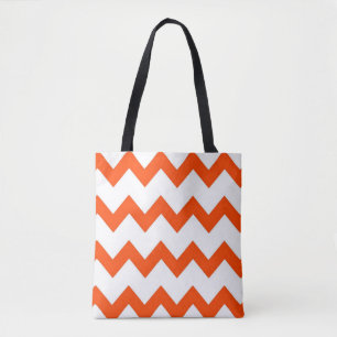Tote Bag Chevron zigzag design orange blanc