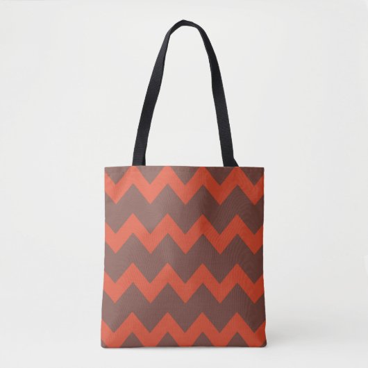 Tote Bag Chevron zigzag design rouge brun (Devant)