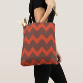 Tote Bag Chevron zigzag design rouge brun (De près)
