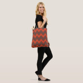 Tote Bag Chevron zigzag design rouge brun (Sur le modèle)