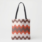Tote Bag Chevron zigzag design rouge rose brun (Devant)