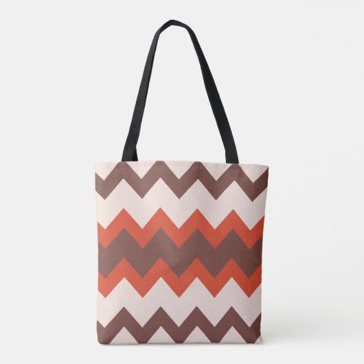 Tote Bag Chevron zigzag design rouge rose brun (Dos)