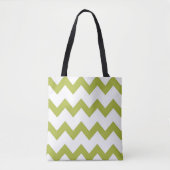 Tote Bag Chevron zigzag design vert blanc (Devant)
