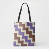 Tote Bag Chevron zigzag design violet brun vert pâle (Devant)