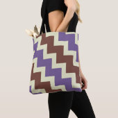 Tote Bag Chevron zigzag design violet brun vert pâle (De près)