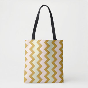Tote Bag Chevron zigzag jaune ocre rose pastel vert