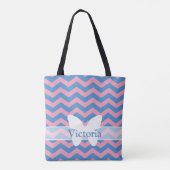 Tote Bag Chevrons d'orchidée bleu violet congelé avec papil (Dos)